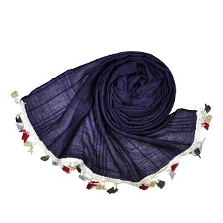 Designer Party Wear Striped Liner Stole With Fringe's - Purple
